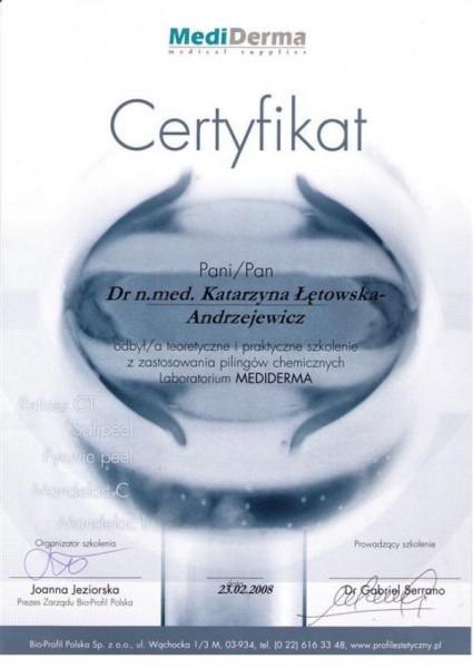 MediDerma certyfikat